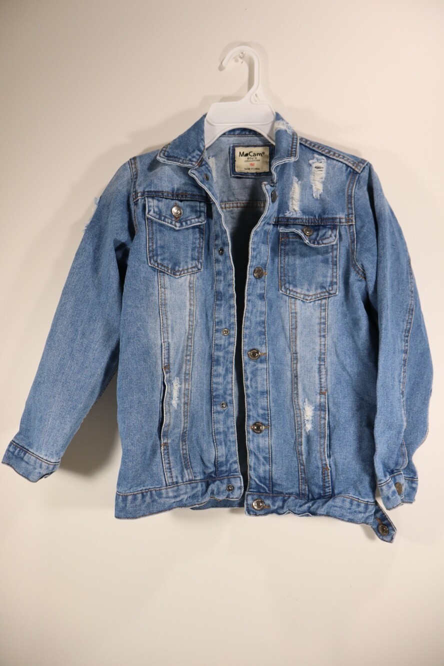 MaCam Jean Jacket Destressed SZ 12 Boys Blue Quality Material Durable 4 Pockets